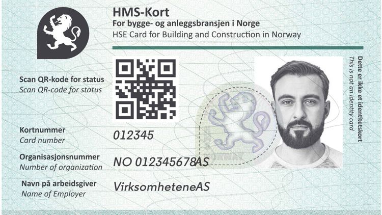 Bilde av et eksempel på et HMS-kort. 